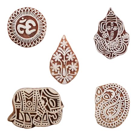 Set of 5 Piece New Mix Wooden Printing Blocks